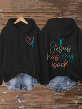 Women's Jesus Has My Back Print  Sweatshirts