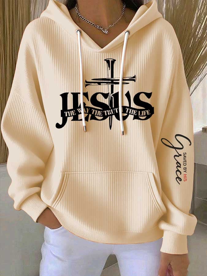 Women's Jesus Printed Casual Sweatshirt