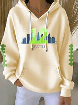 Women's Rugby Print Casual Hoodie
