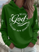 Women's Faith Print Casual Hooded Sweatshirt