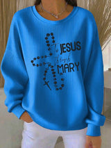 Women's Faith Print Knit Crew Neck Long Sleeve Top