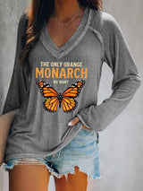 🔥Buy 3 Get 15% Off🔥V-neck Retro The Only Orange Monarch We Want Print T-Shirt