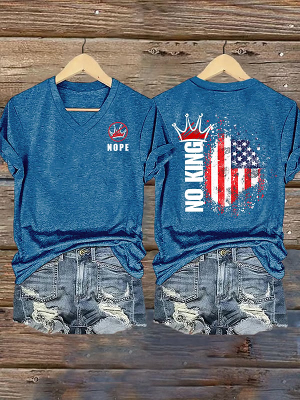 🔥Buy 3 Get 15% Off🔥Women's  NOPE No King American Flag  Print T-Shirt