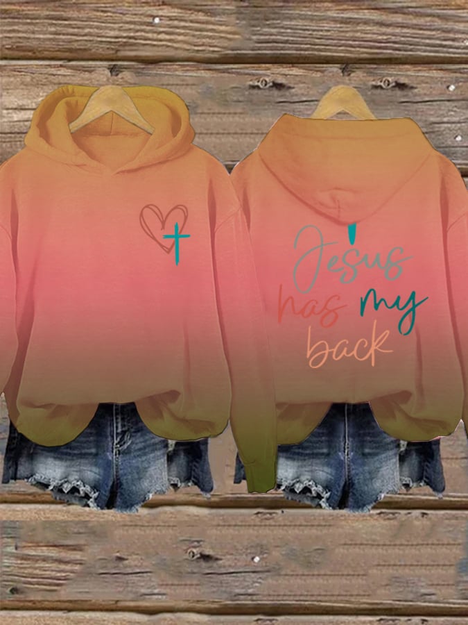 Women's Jesus Has My Back Print  Sweatshirts