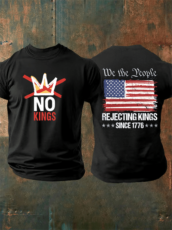 🔥Buy 3 Get 15% Off🔥Men's  No Kings, Rejecting Kings Since 1776, We The People T-Shirt