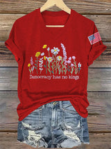 🔥Buy 3 Get 15% Off🔥V-Neck Retro Democracy Has No Kings Print T-Shirt