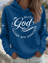 Women's Faith Print Casual Hooded Sweatshirt