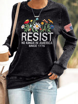🔥Buy 3 Get 15% Off🔥Retro Resist No Kings In America Since 1776 Print Sweatshirt