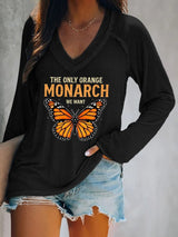 🔥Buy 3 Get 15% Off🔥V-neck Retro The Only Orange Monarch We Want Print T-Shirt