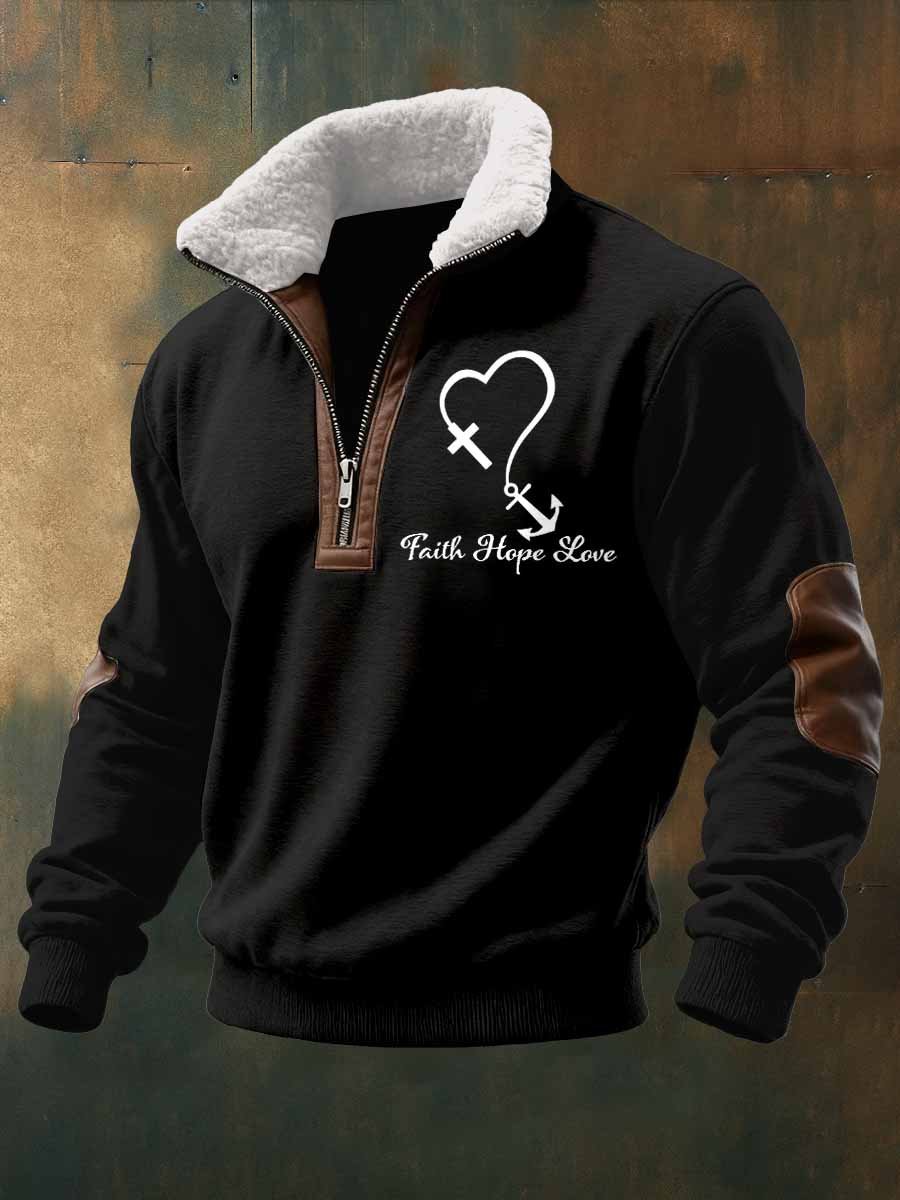 Men's Vintage Faith Print Casual Sweatshirt
