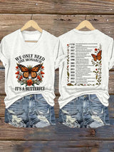 🔥Buy 3 Get 15% Off🔥V-Neck Retro We Only Need One Monarch And It's A Butterfly Print T-Shirt