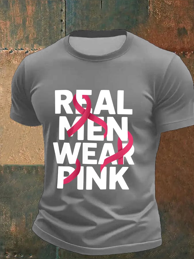 Men'S Casual Breast Cancer Print T-Shirt