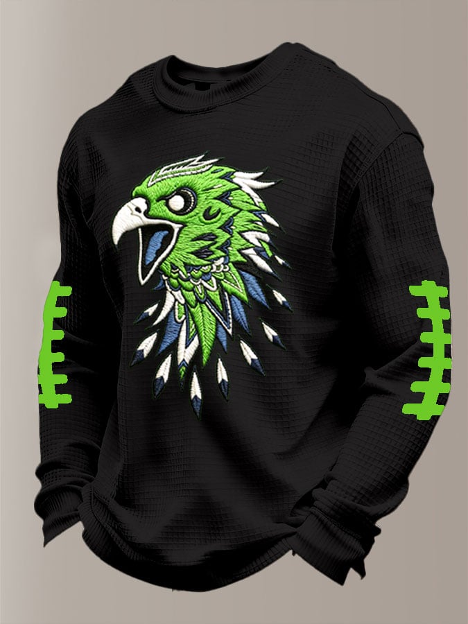 Men's Football Waffle Fabric Long-Sleeved T-Shirt