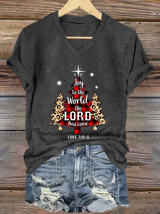 Women'S Casual Christmas Print Short-Sleeved T-Shirt