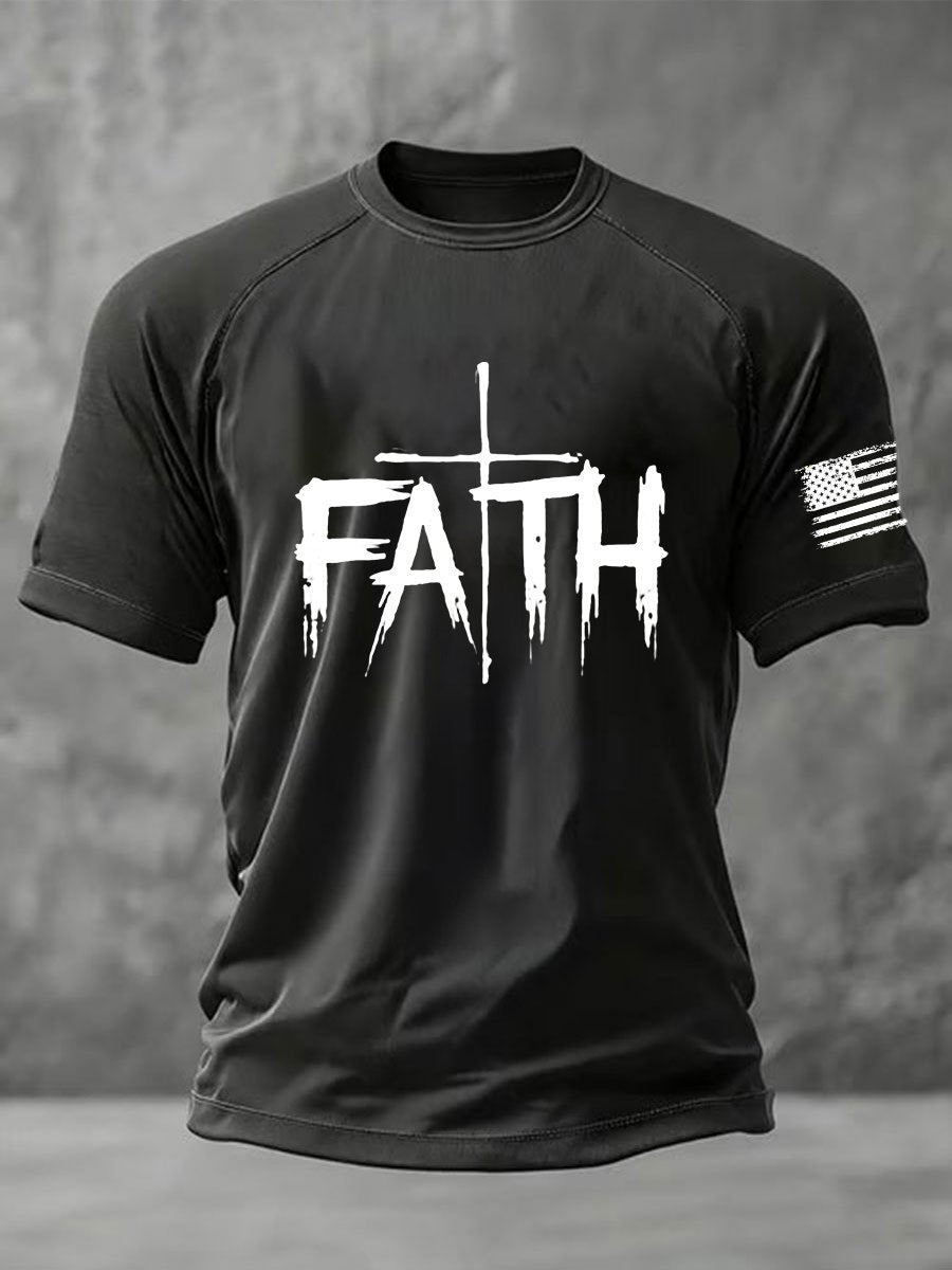 Men's Faith Print Round Neck T-Shirt
