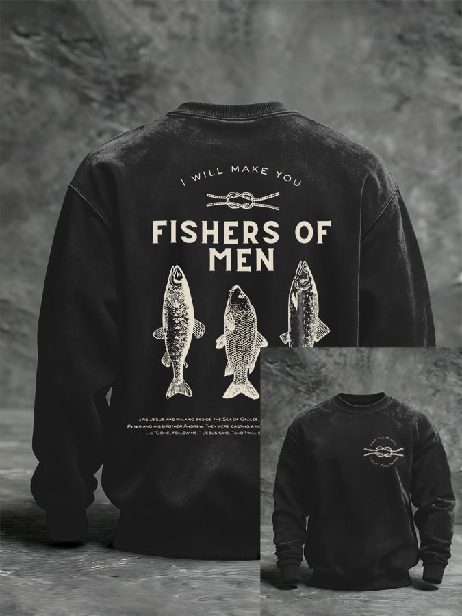 Men'S Casual Fishers Of Men Print Sweatshirt
