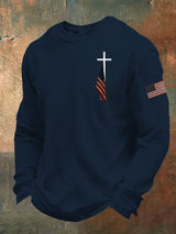 Men's Cross Print Casual Waffle T-Shirt