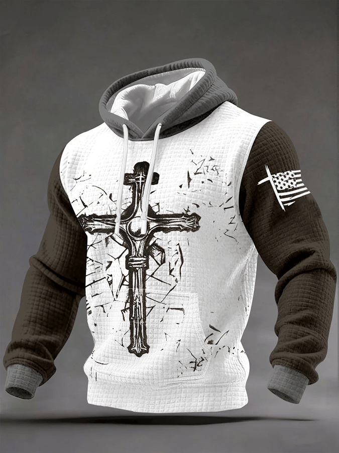 Men's Faith Print Checkered Hooded Sweatshirt