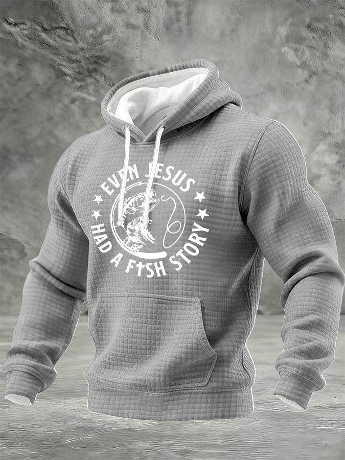 Men's Casual Even Jesus Had A Fish Story Print Sweatshirt