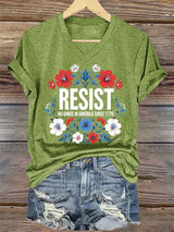 🔥Buy 3 Get 15% Off🔥V-Neck Retro Resist No Kings In America Since 1776 Print T-Shirt