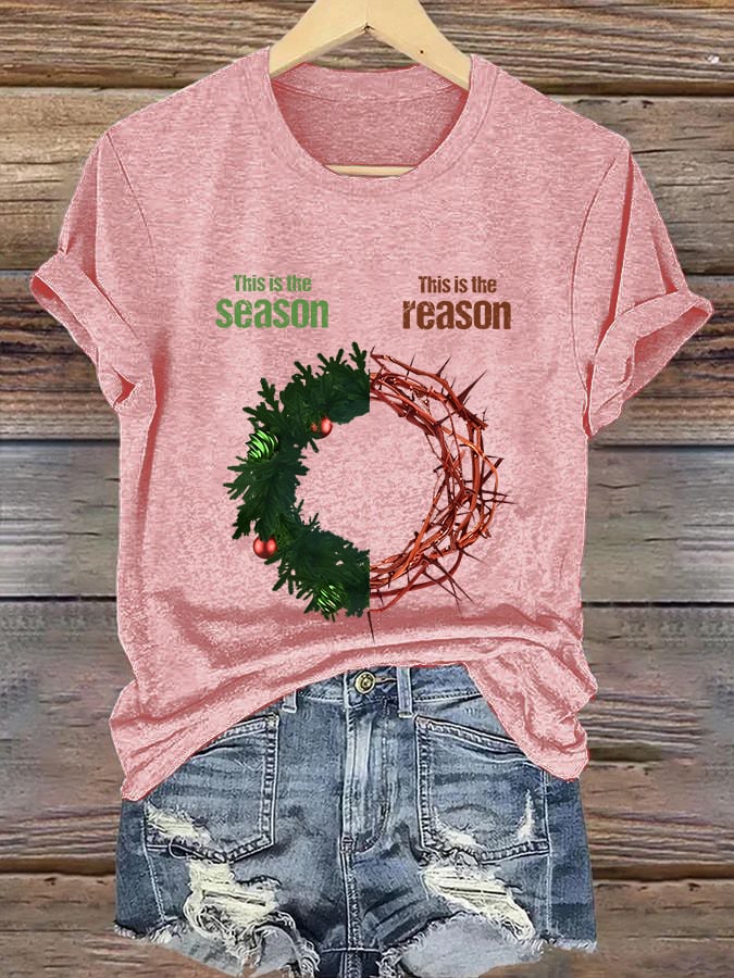 Women'S Casual Faith "The Joy Of Christmas Comes From Christ'S Sacrifice And Love" Short Sleeve T-Shirt