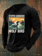 Men's Stupid Canadian Wolf Bird  T-Shirt