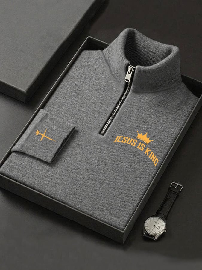 Men's Casual Christian Faith Print Long Sleeve Turtleneck T-Shirt