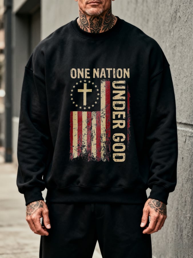 🔥Buy 3 Get 15% Off🔥Men'S Round Neck Casual Faith Print Sweatshirt