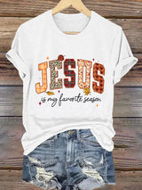 Women'S Casual Faith "Time With Jesus Is My Favorite Season" Short-Sleeved T-Shirt