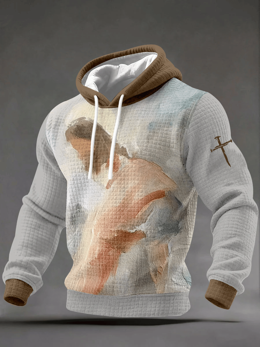 Men's Faith Print Checkered Hooded Sweatshirt