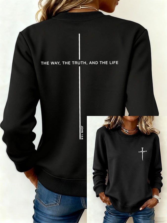 Women's Jesus The Way The Truth The Life Print Casual Sweatshirt