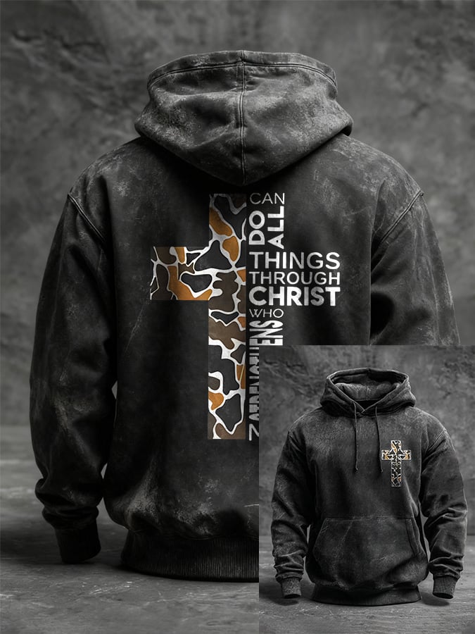 🔥Buy 3 Get 15% Off🔥Men's I can do all things through Christ who strengthens me.  Printed Casual Hoodie