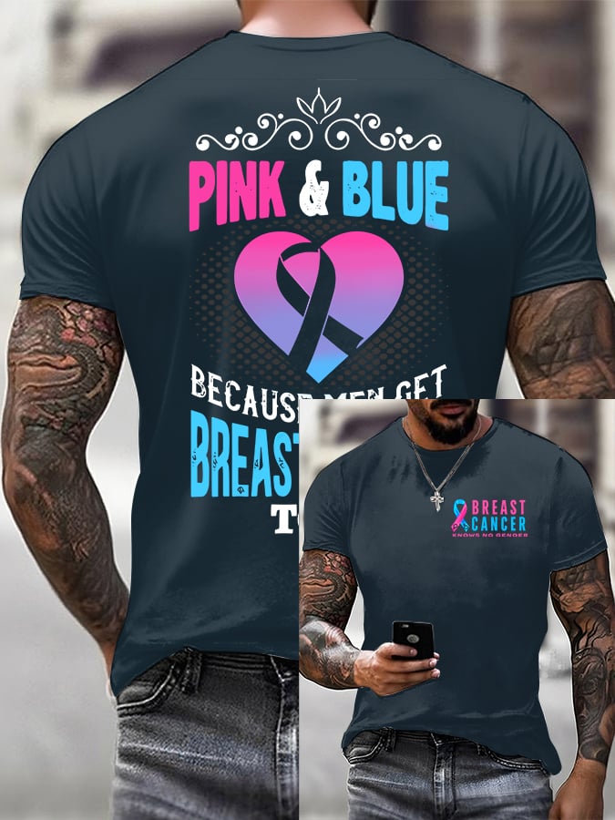 Men'S Casual Breast Cancer Print T-Shirt