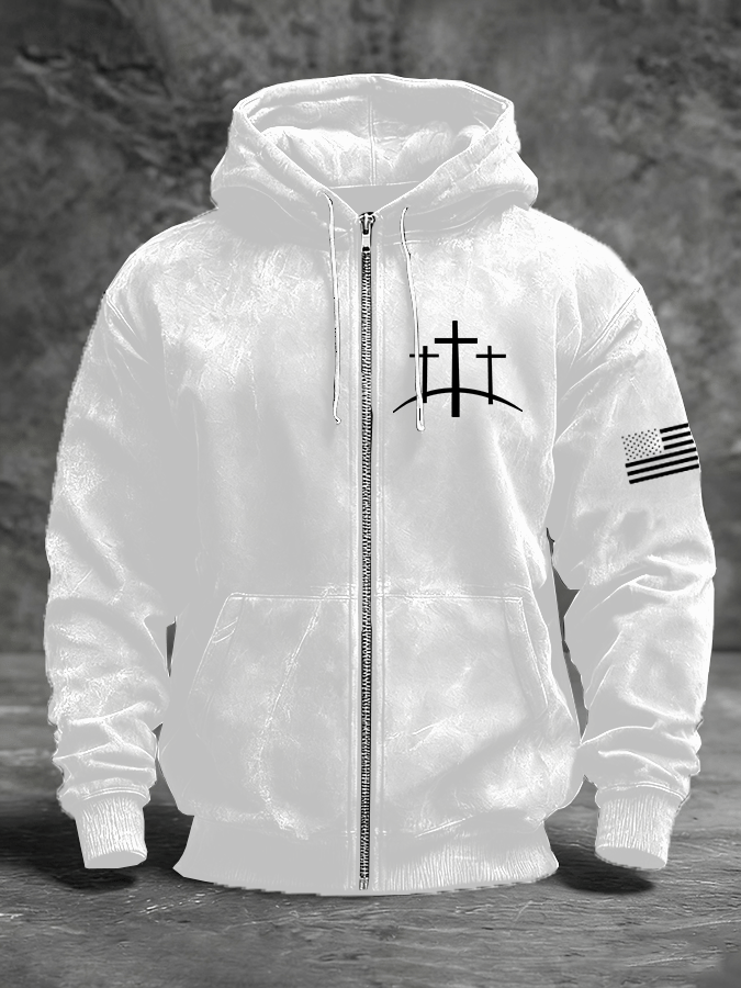 Men's Faith Print Zip-Up Hooded Jacket