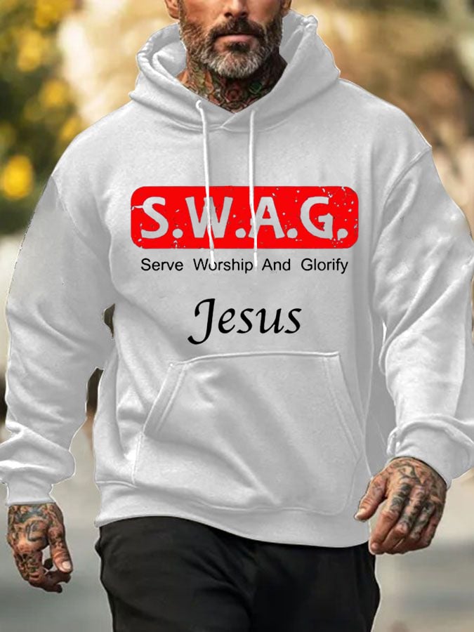 Men's Serve Worship And Glorify Printed Hoodie