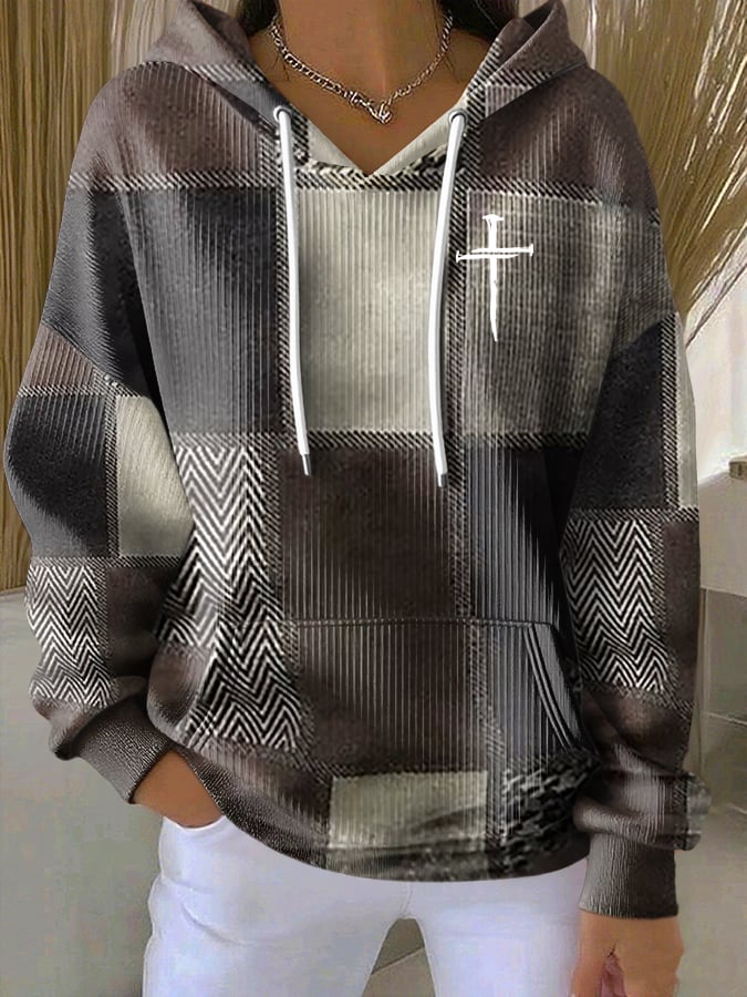 Women's Wear The Cross Print Casual Hoodie