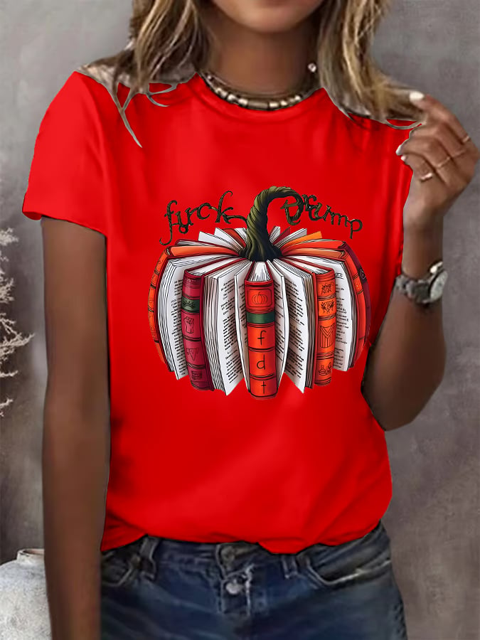 🔥Buy 3 Get 15% Off🔥Women's  Fall Book Pumpkin DTF transfer - FDT, Fall Aesthetic print  T-Shirt