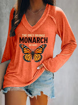 🔥Buy 3 Get 15% Off🔥V-neck Retro The Only Orange Monarch We Want Print T-Shirt