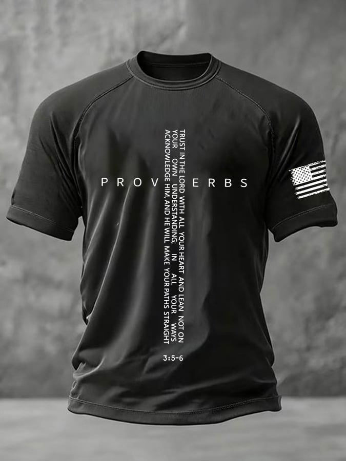 Men's PROVERBS 3:5–6 Faith Print Round Neck T-Shirt