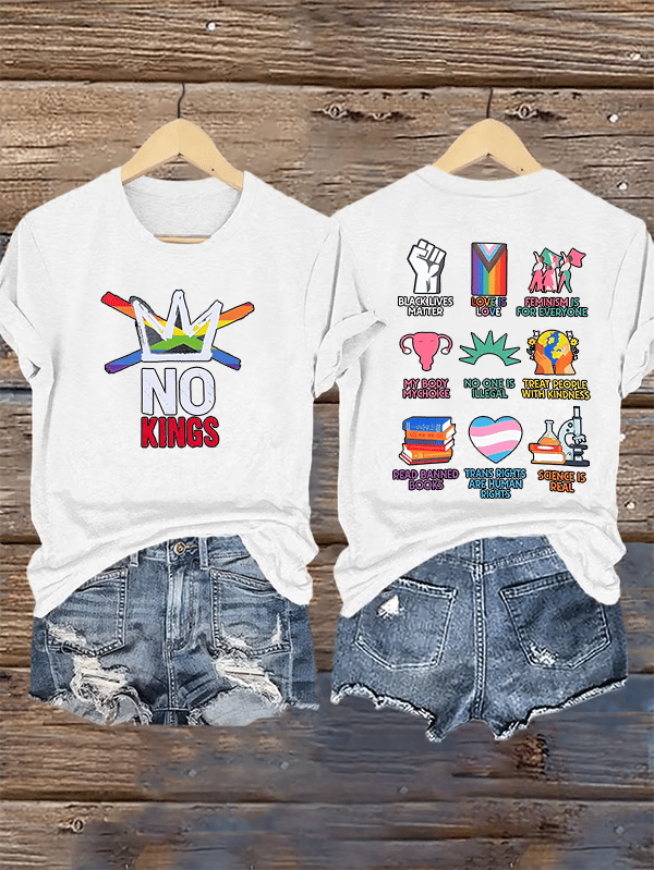 🔥Buy 3 Get 15% Off🔥Women's  No Kings Print T-Shirt