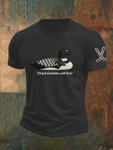 Men's Stupid Canadian Wolf Bird Print T-Shirt