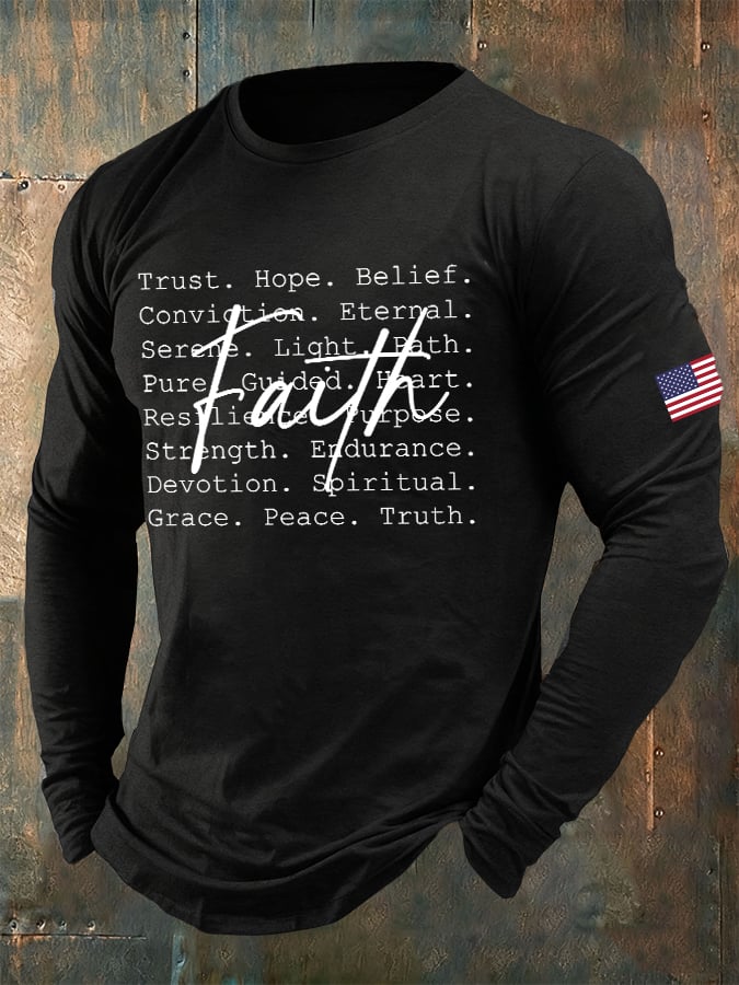 🔥Buy 3 Get 15% Off🔥Men's Casual Faith Print Long-Sleeved T-Shirt