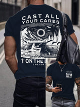 Men's Retro Faith Fishing Hunting Print T-Shirt