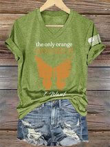 🔥Buy 3 Get 15% Off🔥V-Neck Retro The Only Orange Monarch I Want Monarch Butterflies Print T-Shirt