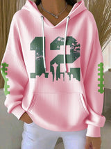 Women's Rugby Print Casual Hoodie