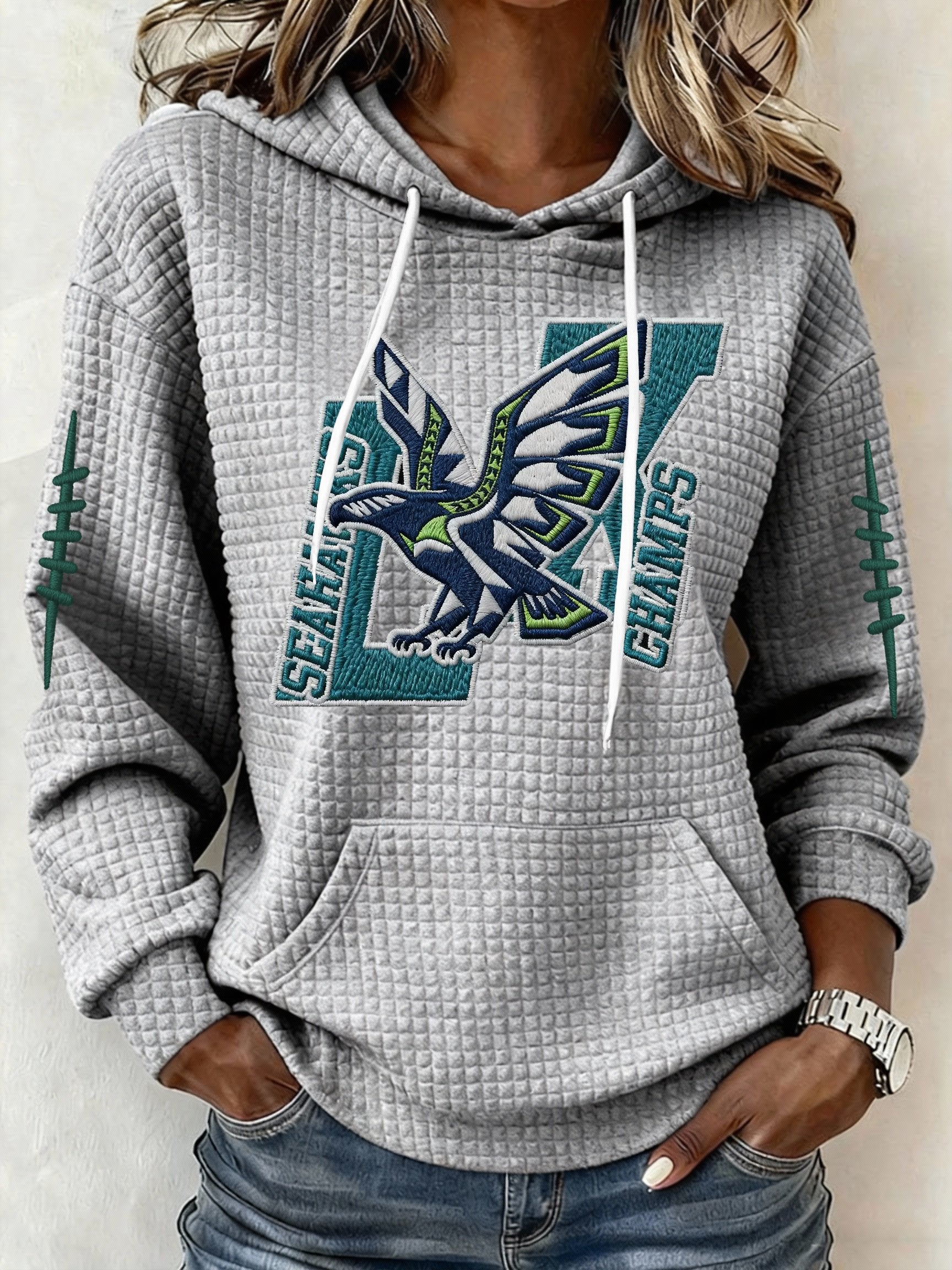 Women’s Football Graphic Waffle Knit Hoodie