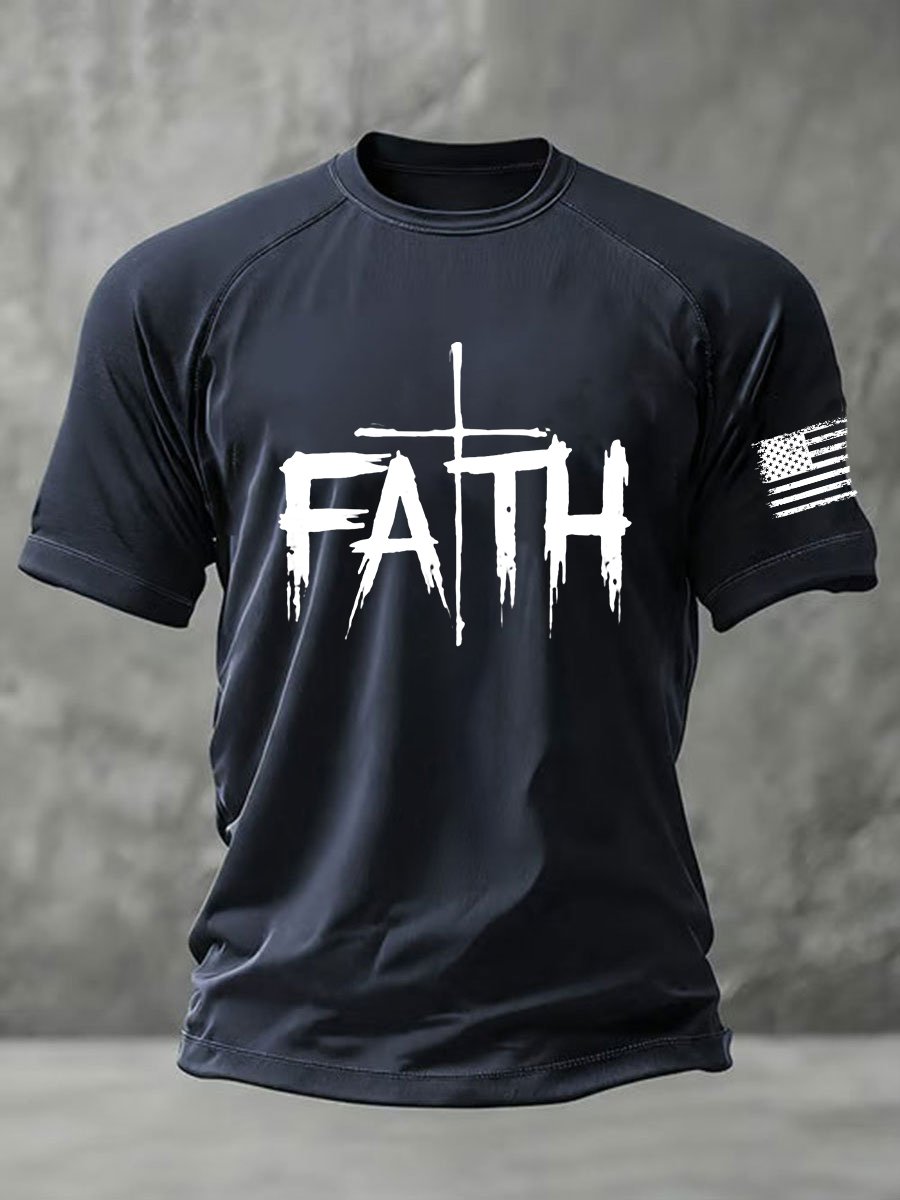 Men's Faith Print Round Neck T-Shirt