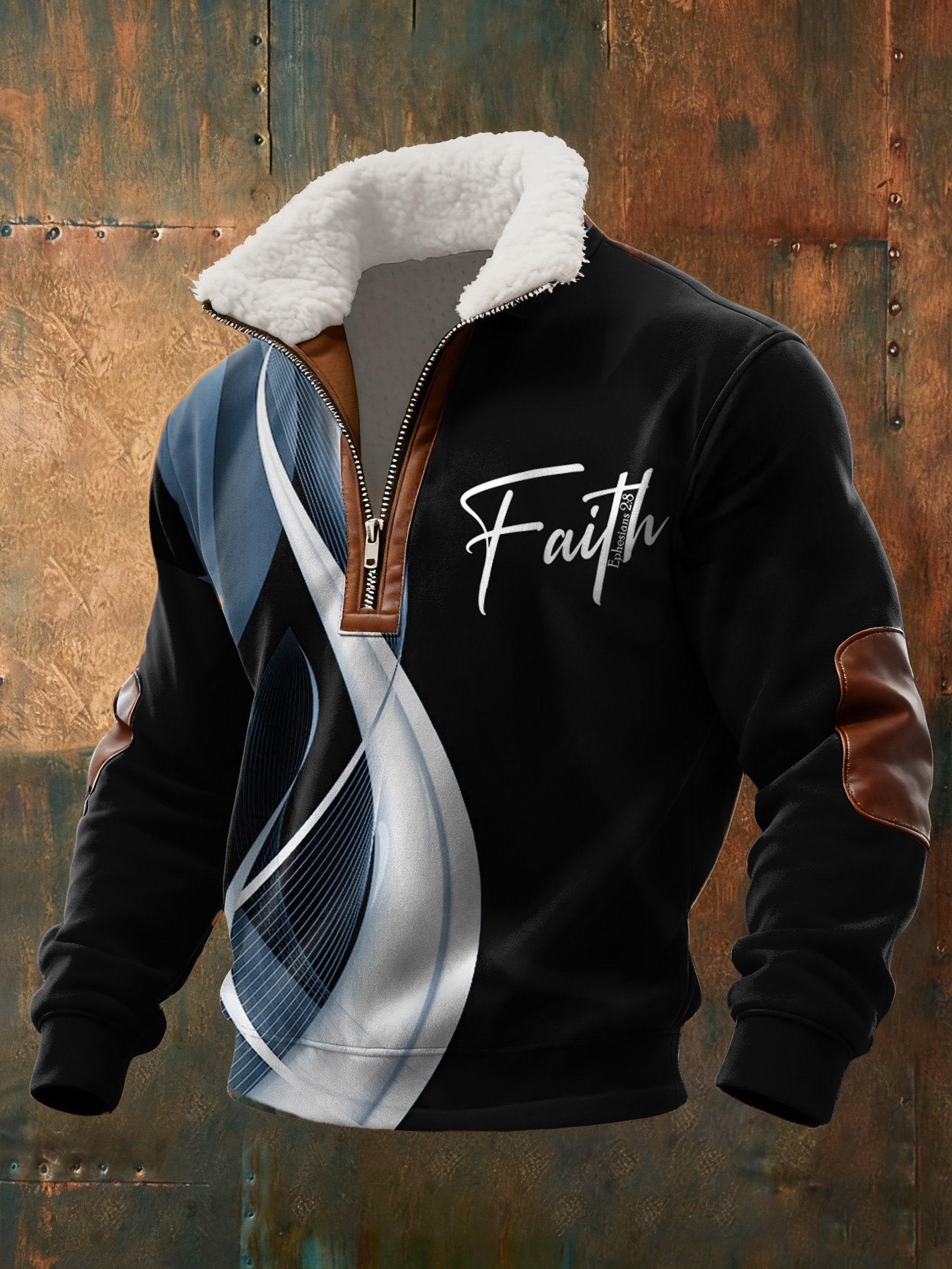 Men's Casual Faith Color Block Gradient Zipper Sweatshirt