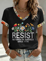 🔥Buy 3 Get 15% Off🔥V-Neck Retro Resist No Kings In America Since 1776 Print T-Shirt