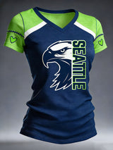 Women's Fashion Seattle Football Fan V-neck Short-sleeved T-shirt